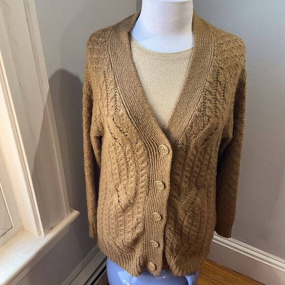 Vintage Grandpa Sweater, Button Up Cardigan, L. Urban Camel, oversized - Picture 6 of 8